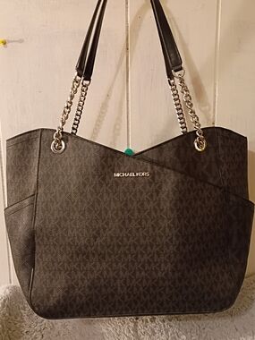 Michael Kors Black Signature Chain-Strap Tote